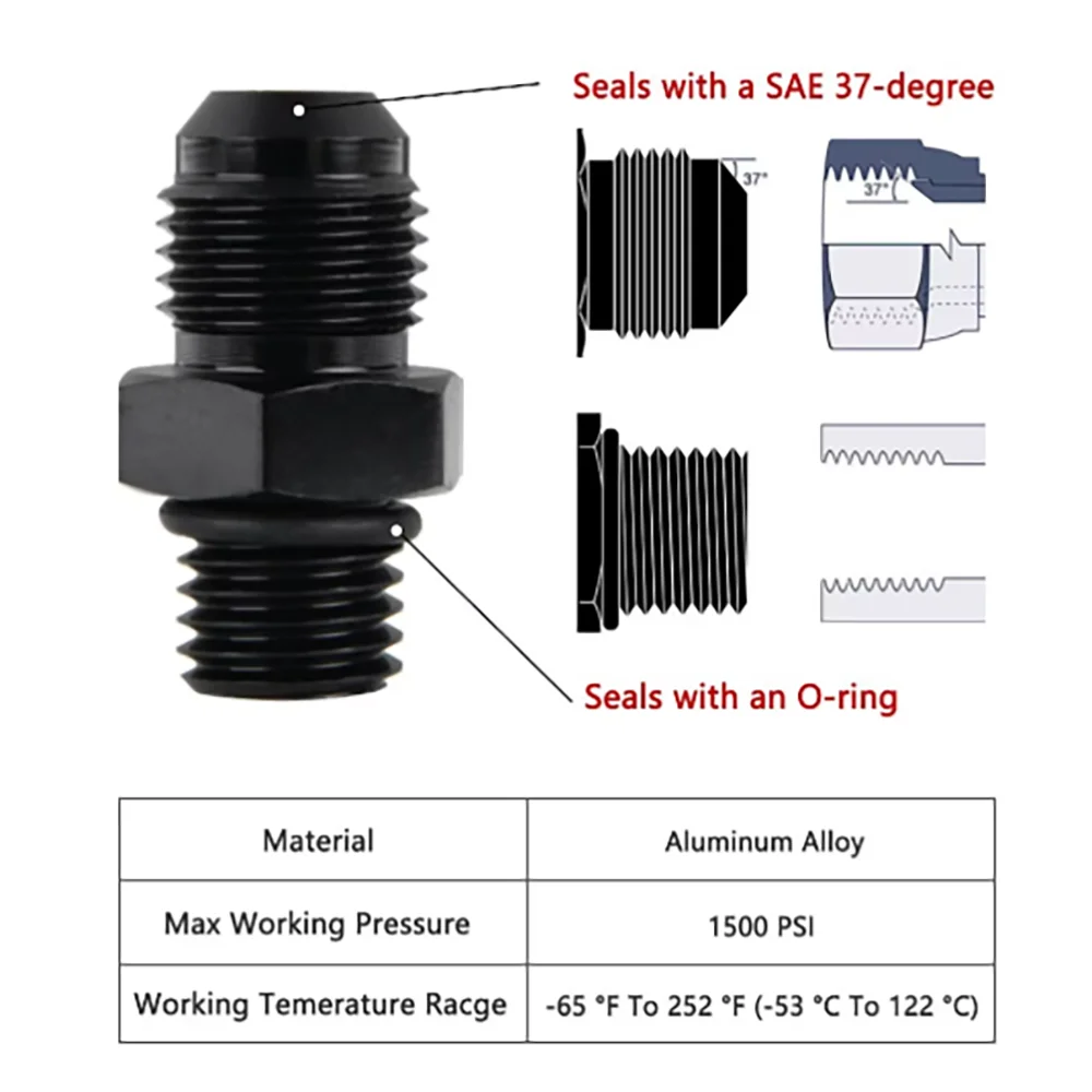 Black Car Modification AN4/AN6/AN8/AN10/AN12 Connector Fuel Oil Cooling Adapter Connector Conversion Connector