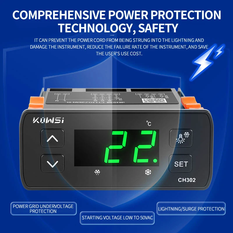 Acc 110V 220V cyfrowy regulator temperatury wyświetlacz LED rozmrażania termostat z przełącznikiem ogrzewanie chłodzenie inteligentny czujnik