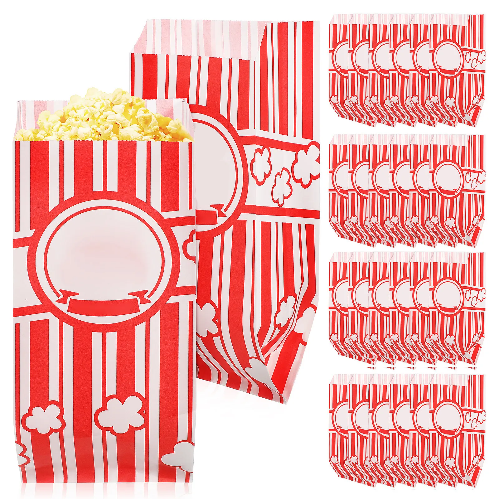 100Pcs Sturdy Food Safe Paper Bags Popcorn Bags Individual Servings Popcorn Containers for Movie Night Home Use Restaurant Bulk