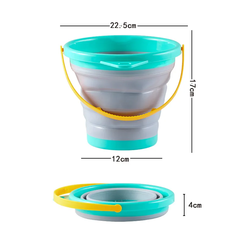 Faltbarer Strandeimer, Silikon-Spielzeugeimer für Kinder für Sommeraktivitäten, Reisen, Strand, Sandspielzeug, tragbares Hand-Strandspielzeug