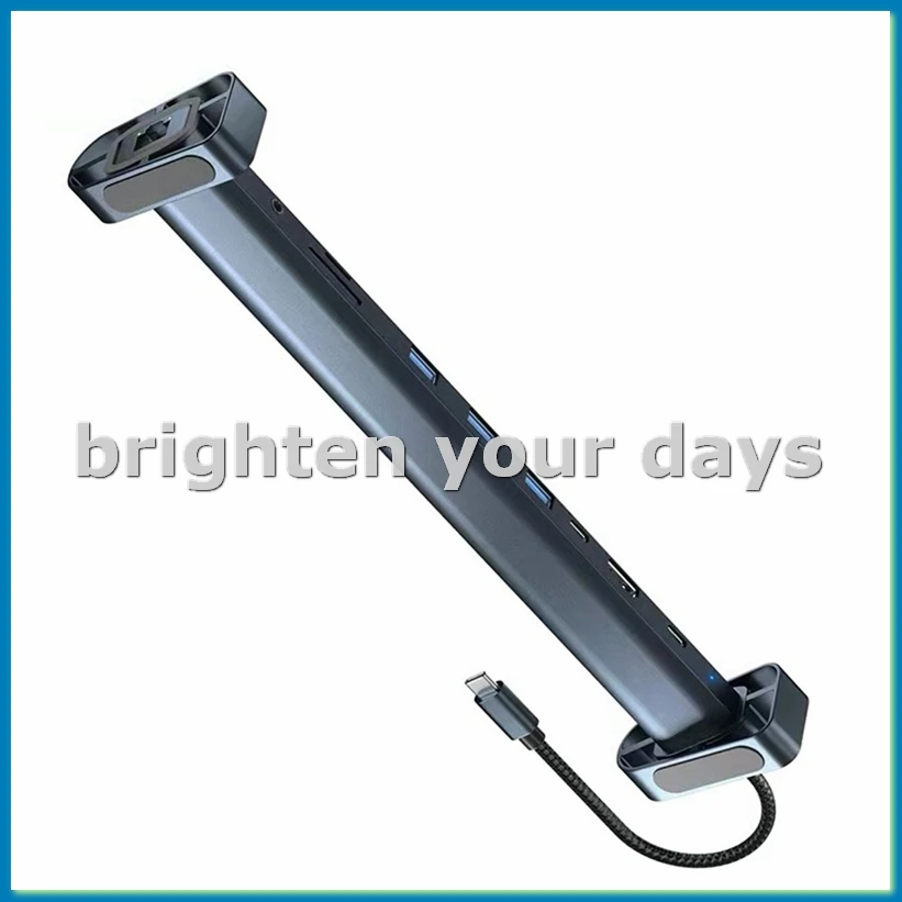 10-In-1 USB C Hub Multi-Port Splitter Adapter USB TYPE-C to 3.0USB PD100W Docking Station Laptop Stand-VVNB