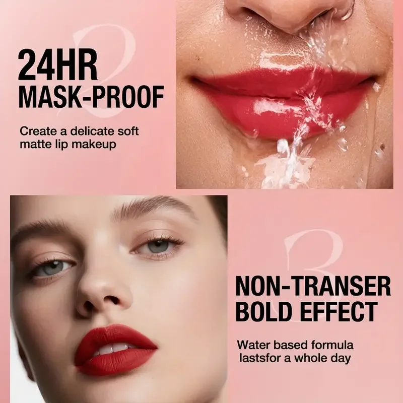 Rossetto opaco a lunga durata e matita per labbra a doppia estremità, a prova di sbavature 8 tonalità precise Design idratante opaco a doppia estremità