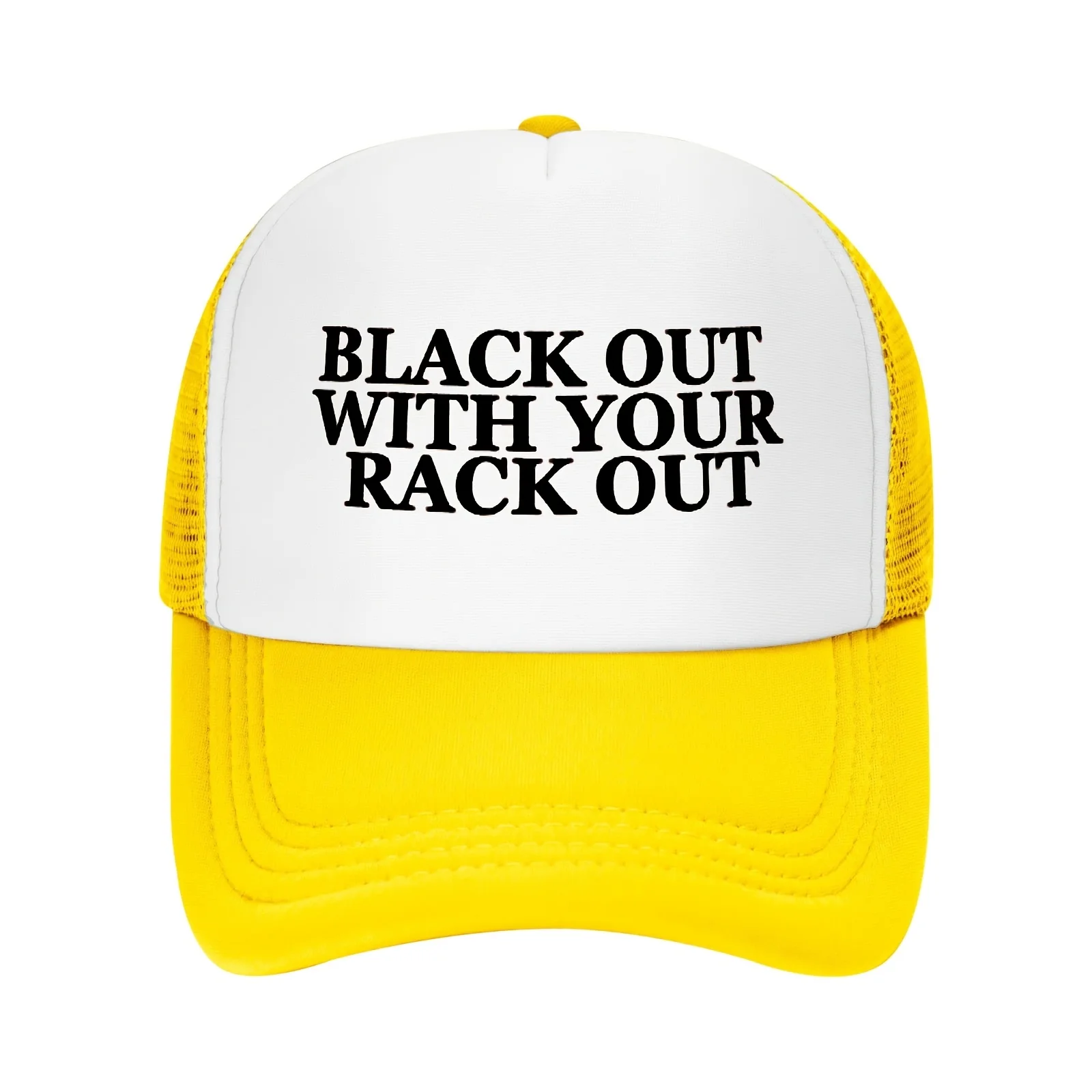 [Регулируемая бейсболка] Регулируемая дышащая бейсболка |   Классическая шляпа дальнобойщика с дизайном "Black Out with Your Rack Out" |