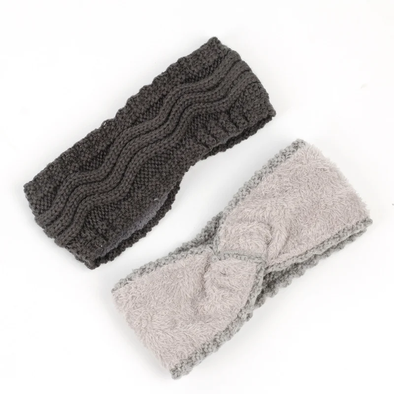 عصابة رأس محبوكة واسعة مبطنة بالصوف لفصل الخريف والشتاء، إكسسوار شعر دافئ، أكريليك بلون صلب، حماية للأذن الرياضية، عصابة رأس جديدة