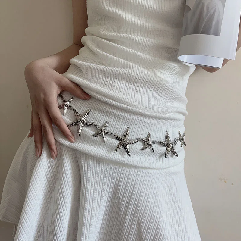 Nice Starfish Waist Chain for Gift Women Fashion Metal Belt Dress Gold and Silver