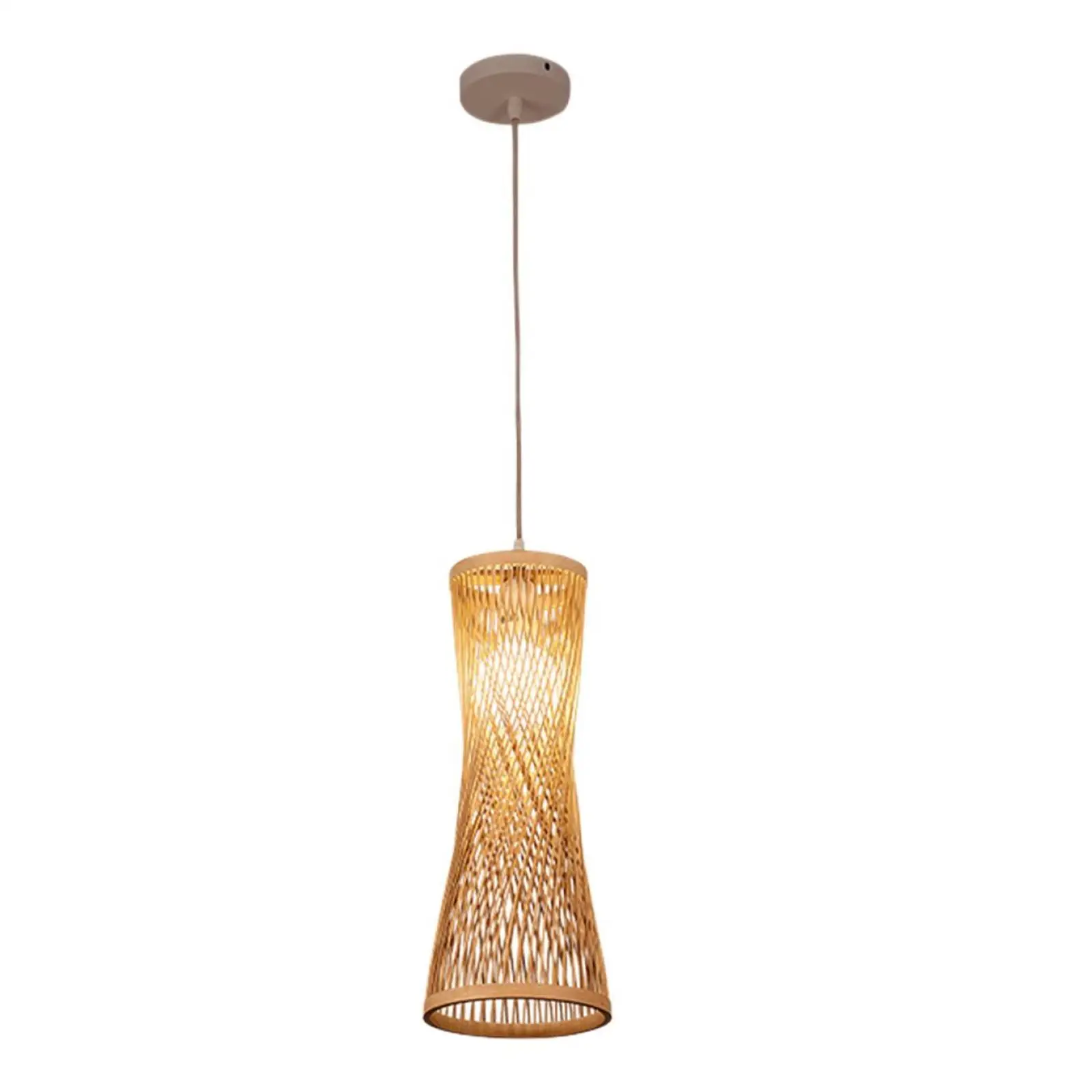 Bamboo Woven Lampshade Rustic Handwoven Boho Light Fixture Cover Pendant Light Shade for Coffee Shop Hotel Cafe Kitchen Bedroom