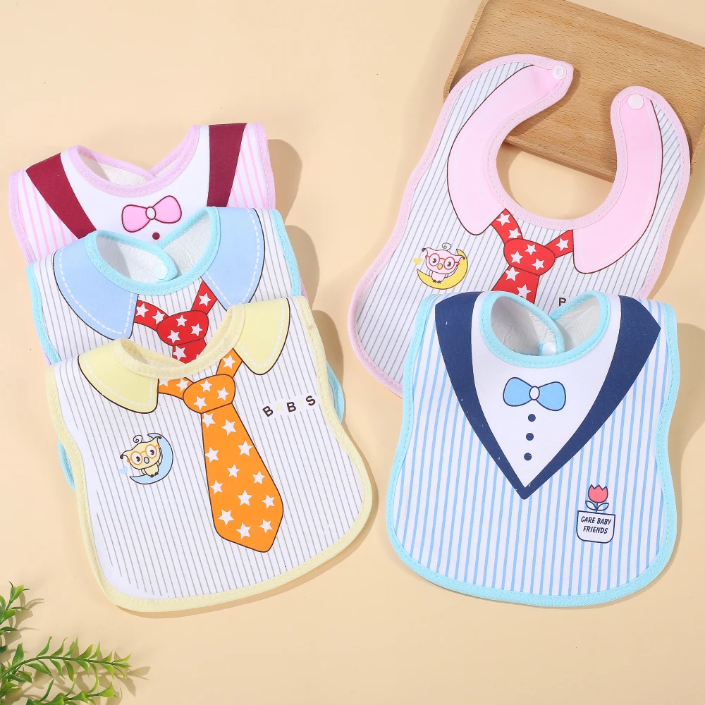 1Pcs Baby Waterproof Bibs Soft Cotton Snap Button Burp Cloths For Boys Girls Feeding Bib Drool Towel Toddler Scarf Accessories