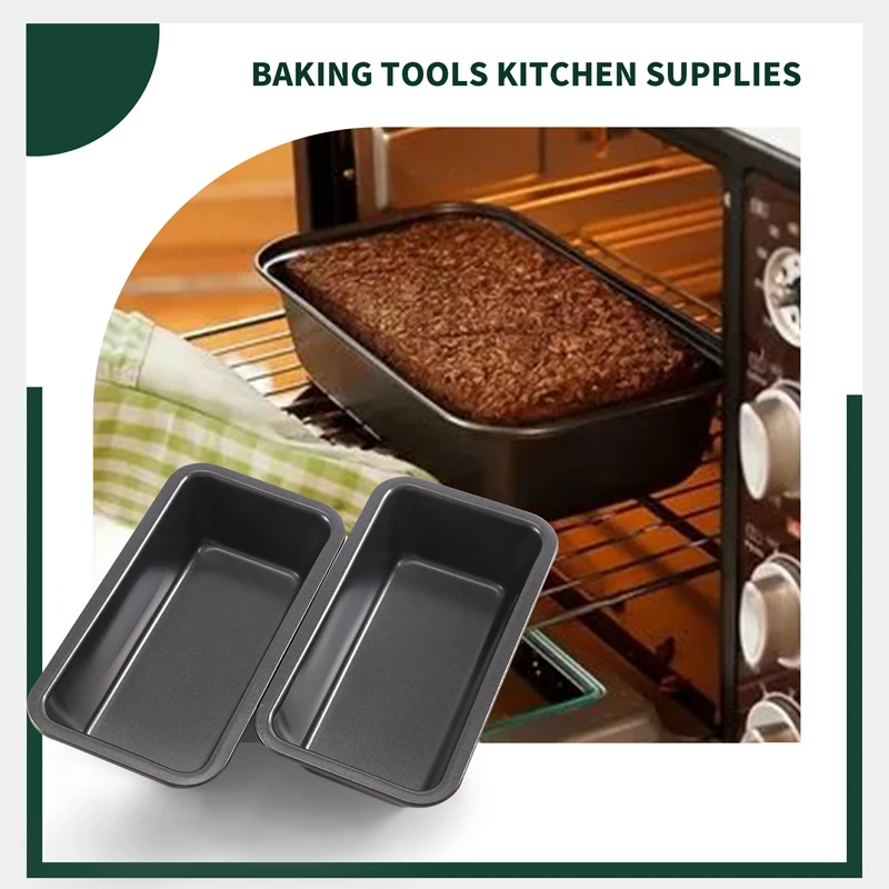 2Pcs Bread Pans for Baking Nonstick Carbon Steel Loaf Pan Tray Toast Mold Cake Loaf Pastry Toast Box Baking Pan Bakeware