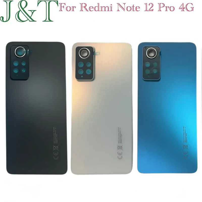 Back Cover For Xiaomi Redmi Note 12 Pro 4G Back Door Replacement Battery Case, Rear Housing Cover + Camera Lens With Sticker