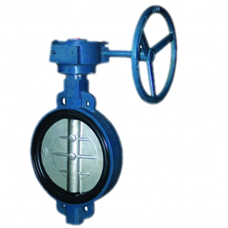 DN100 wcb cast iron wafer type with Gear Box Butterfly Valve