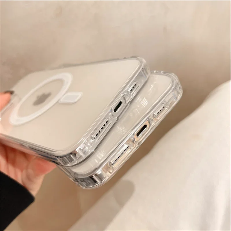 Capa de Carregamento Sem Fio Magnética Magsafe Original Para iPhone 14 13 12 11 Pro Max Mini X XR XS 7 8 Plus SE HD Clear Hard Cover