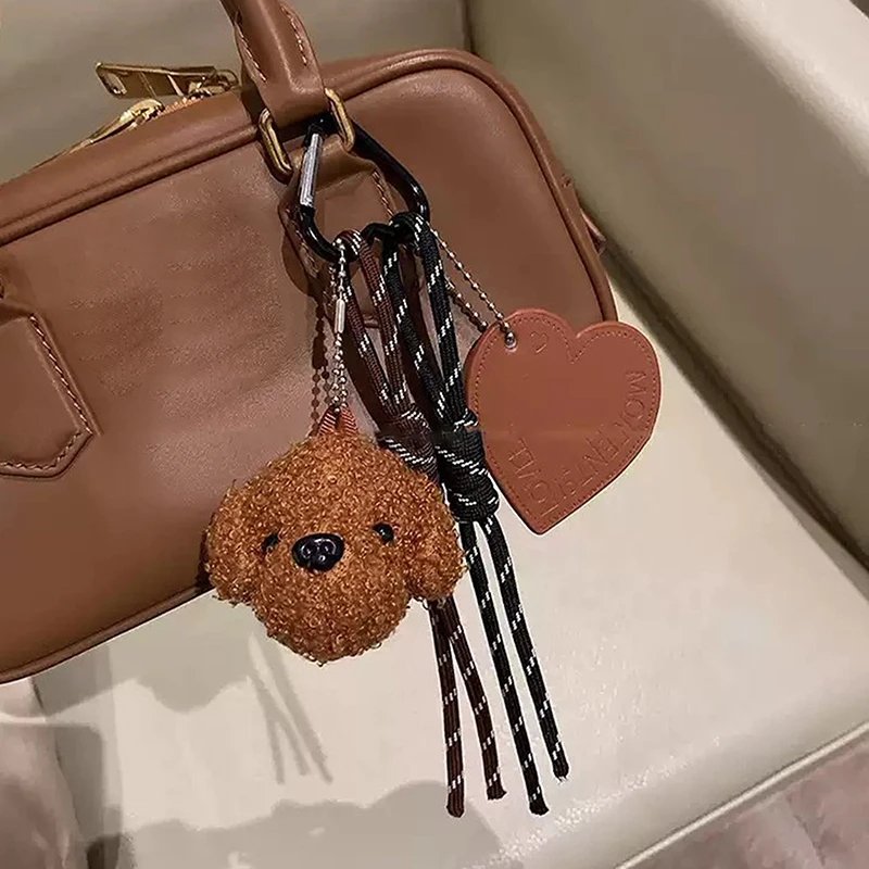 Korean Cute Puppy Plush Keychain Cartoon Stuffed Doll Keyring Backpack Pendant Bag Hanging Decoration Couple Key Holder