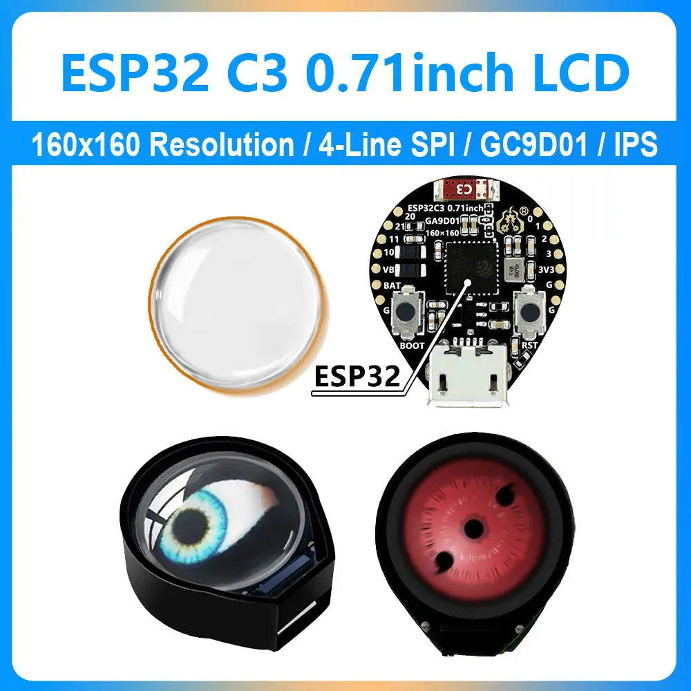 

ESP32 C3 Round LCD Development Board IPS Electronic EYE 0.71inch 160*160Pixels Display Watch Screen GC9A01 4-Line SPI