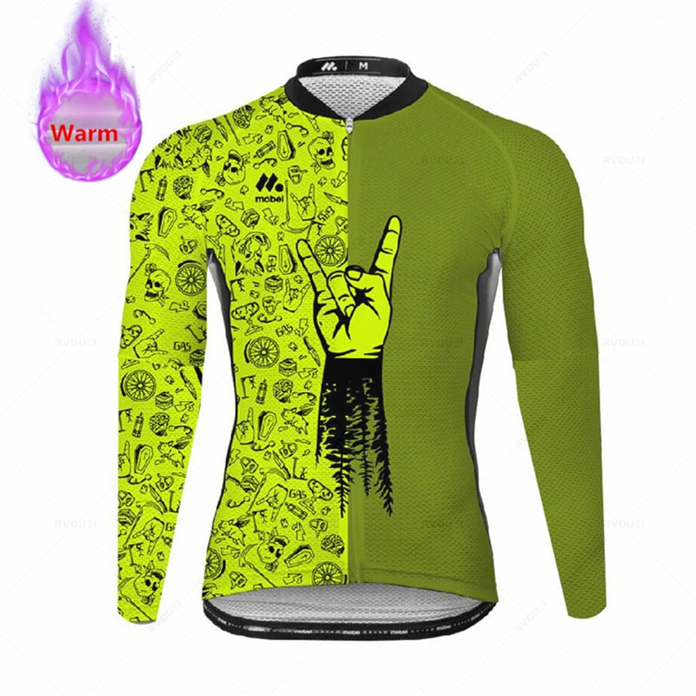 2022 Winter Thermal Fleece Cycling Jersey Winter Fleece Ropa Ciclismo Men Bicicleta Mountain Bike Bicycle Long Sleeve Clothing