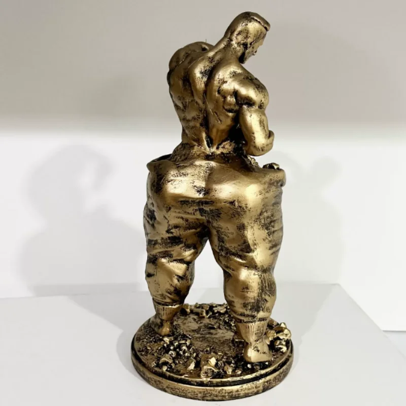 Vintage Carved Resin fitness man figure Statue - Traditional Bodybuilding Figurine, Home Desktop Gym Decor & Collectible