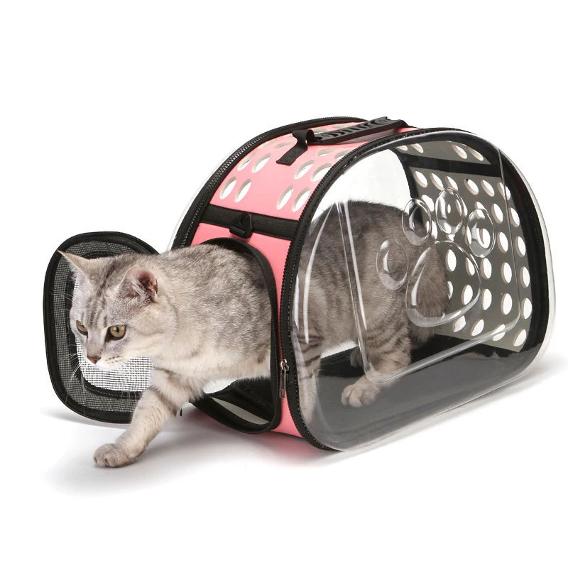 Transparent Folding Pet Carrier Backpack Travel Tote Cat Carrier Bag Outdoor Pet Shoulder bag Pet Dogs Cats Portable Bag