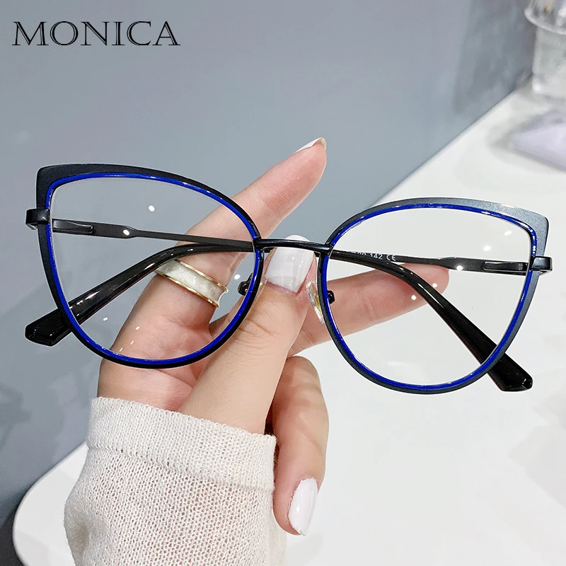 2024 Anti-blue Light Women Cat Eye montatura per occhiali Designer di marca montature per occhiali da vista oversize occhiali trasparenti