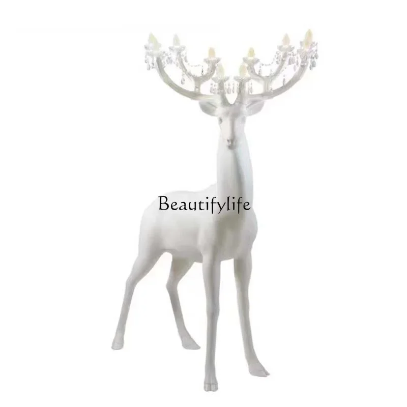 

z.Outdoor Garden Sika Deer Art Sculpture Animal Floor Ornaments Luminous