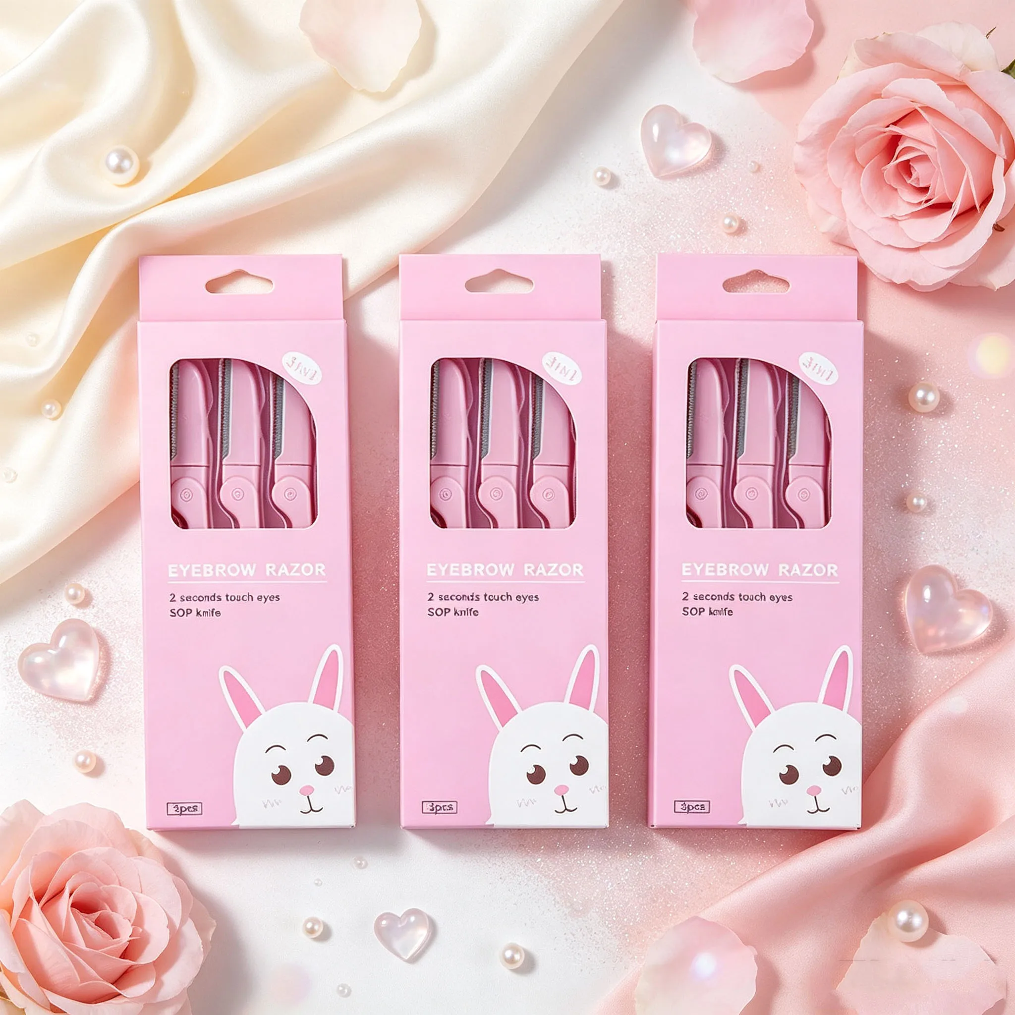 3Pcs/Box Facial Eyebrow Trimmer Kit Makeup Tools Portable Folding Eyebrow Razor Women Girls Hair Remover Blades Eyebrow Shaver