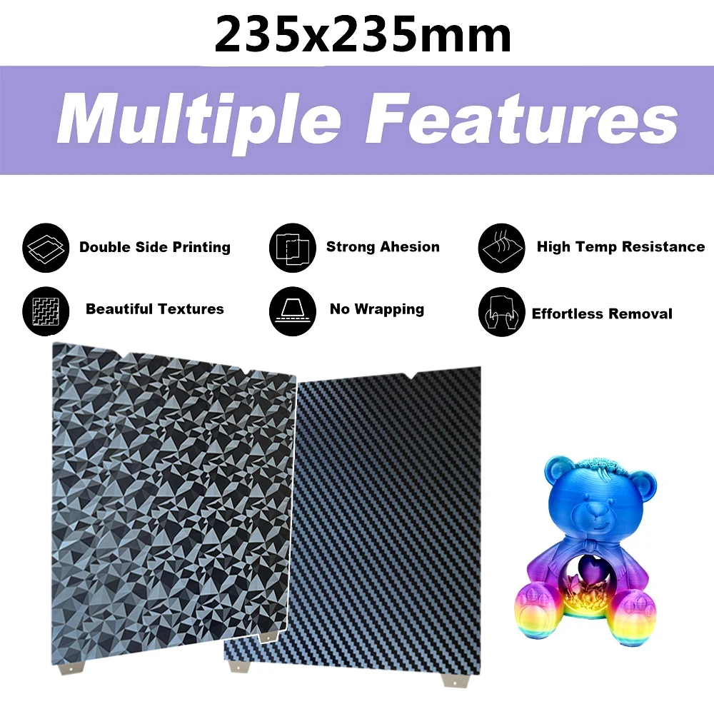 PEI Sheet for Ender 3 V3 SE/KE Build Plate K1C Black Smooth PEI PEO PET Double-sided Print Plate for Creality Ender 3 S1/Pro K1