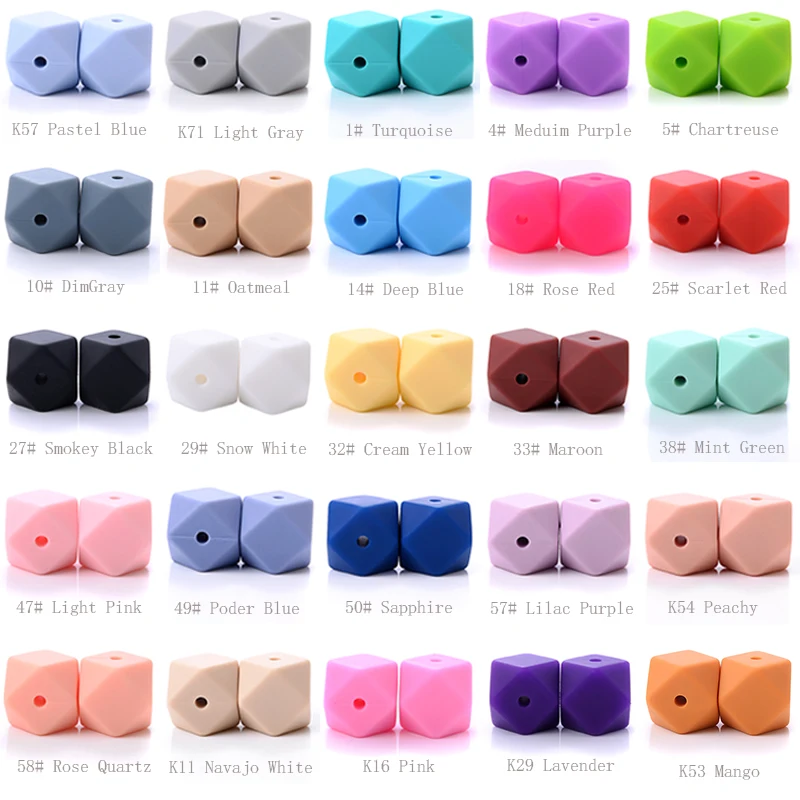 14mm 10Pcs/Lot Food Grade Silicone Teething Beads Silicone Teethers Octagon Beads for DIY Necklace Baby Teether Nurse Accessory