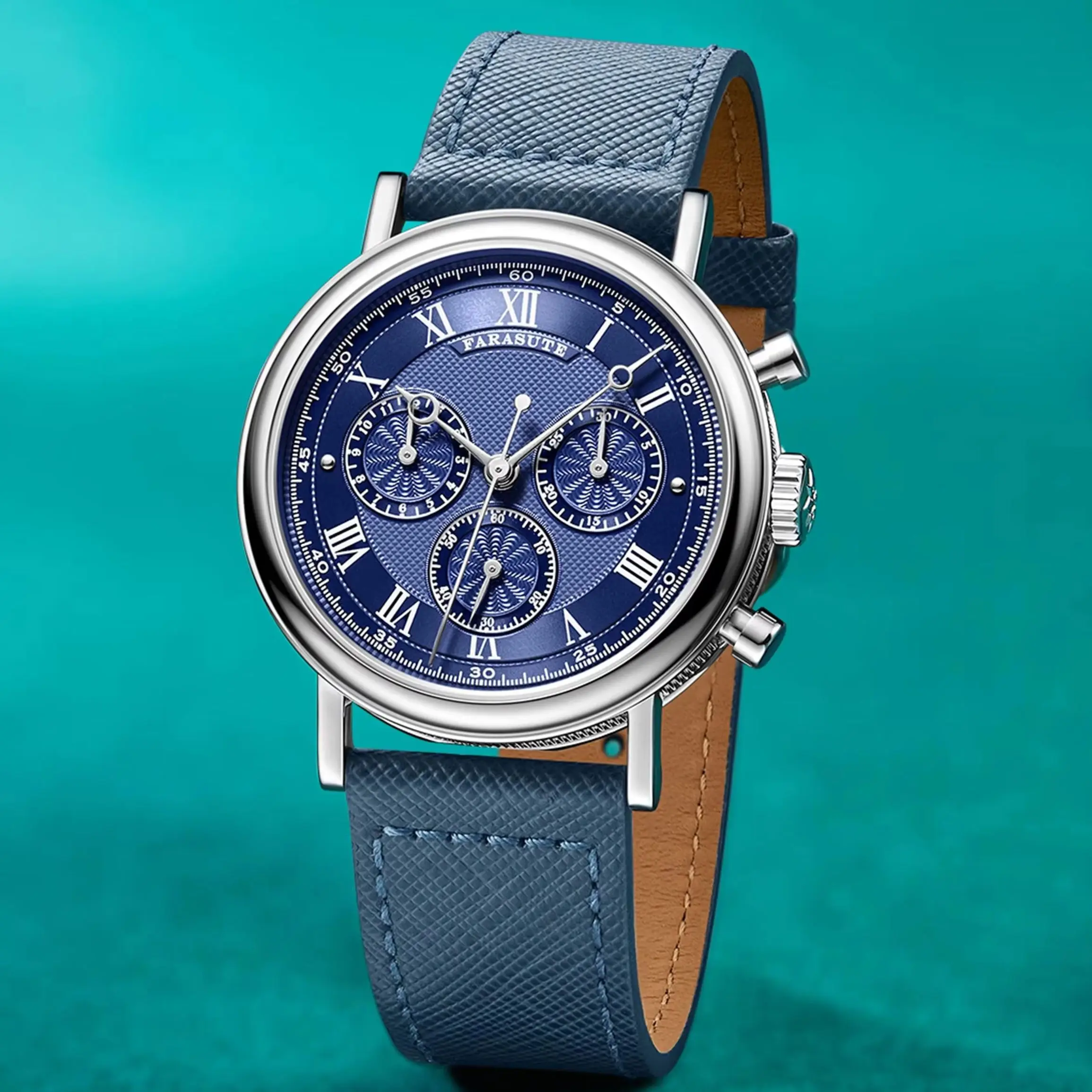 FARASUTE Men Chronograph Watch Pilot 38mm Automatic Mechanical Wristwatch Sport Sapphire Mirror Waterproof Dandong 4130