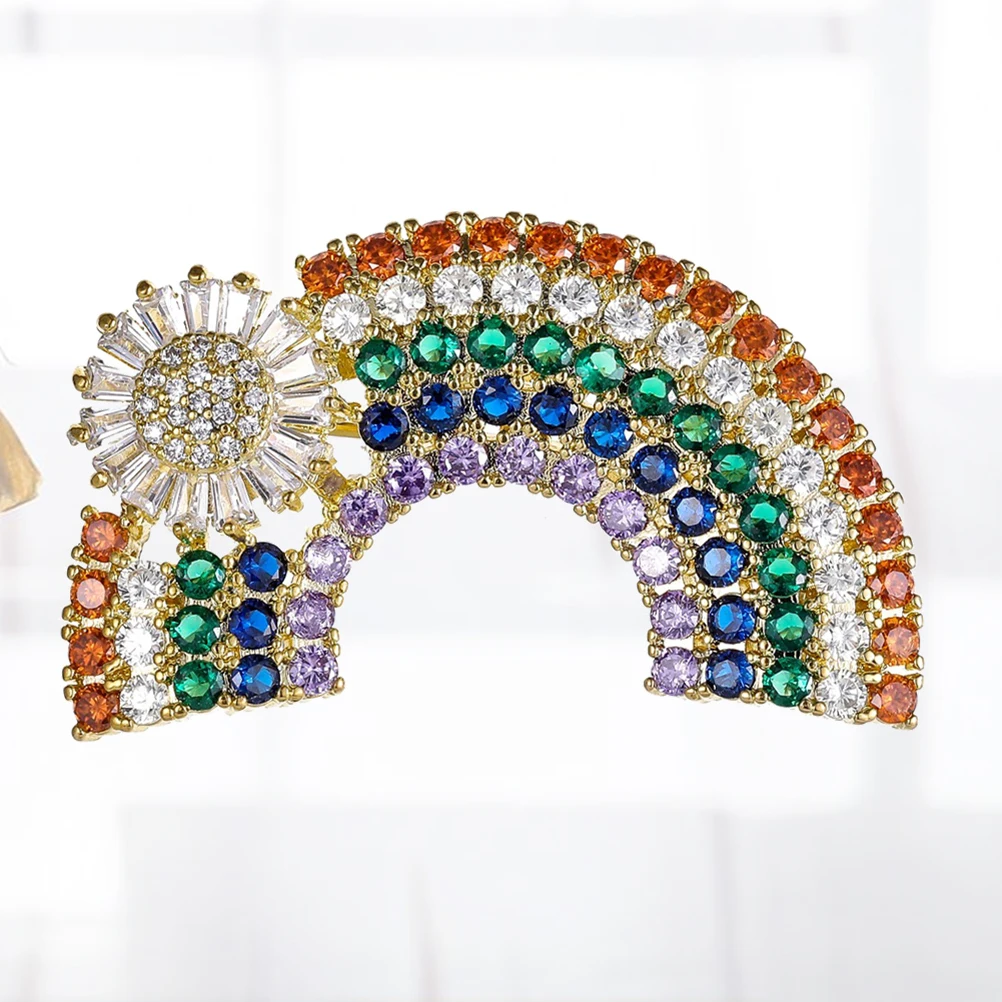 

Brooch Corsage Colorful Rainbow Pride Accessories Party Decorations Clothing Zirconia Inlaid