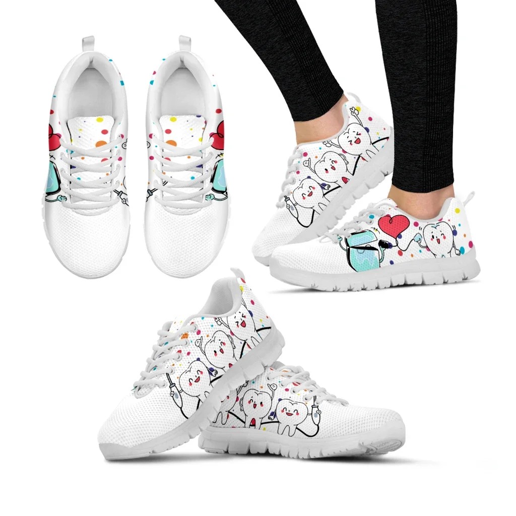 

Dental Footwear Tie Dye Painted Mesh Shoes Cartoon Teeth Print Walking Sneakers Women's Outdoor Tennis Footwear 2023
