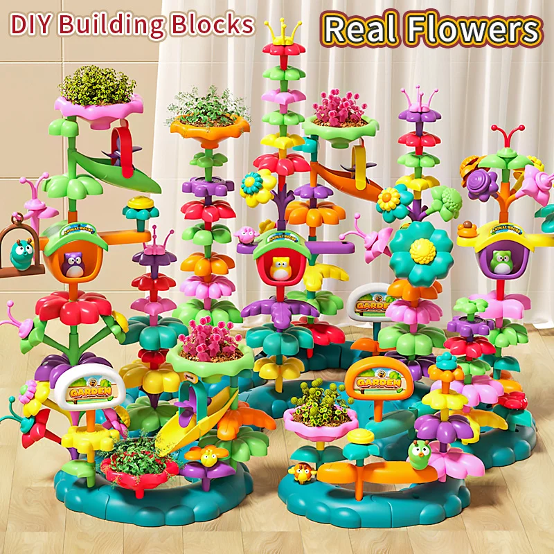 Creative DIY Building Blocks Bulk Sets Toys Versatile Garden Flower Big Particles Assembled Gift Educational Toys for Children