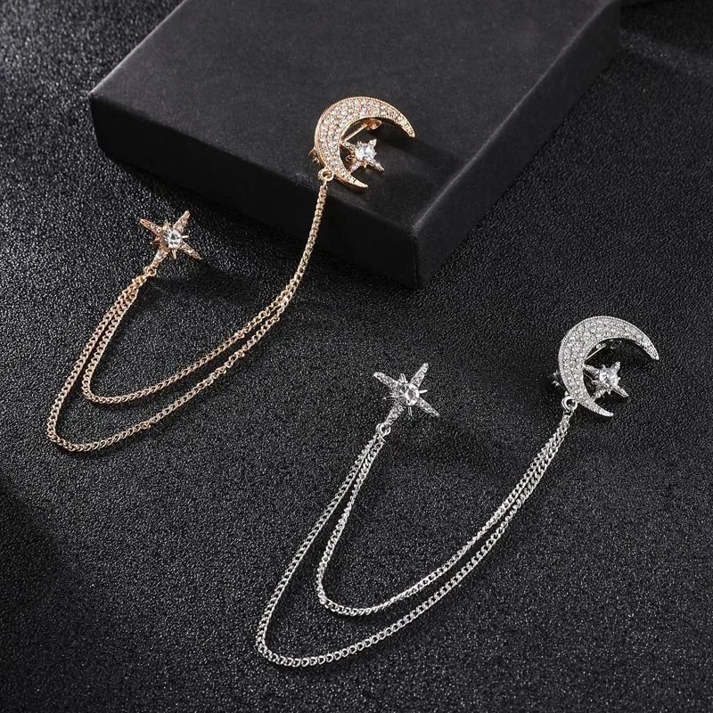 

Starry Moon Fashion Personalized Suit Breast Pin Women's Design Sense Tassel New Clothing Store Accessories