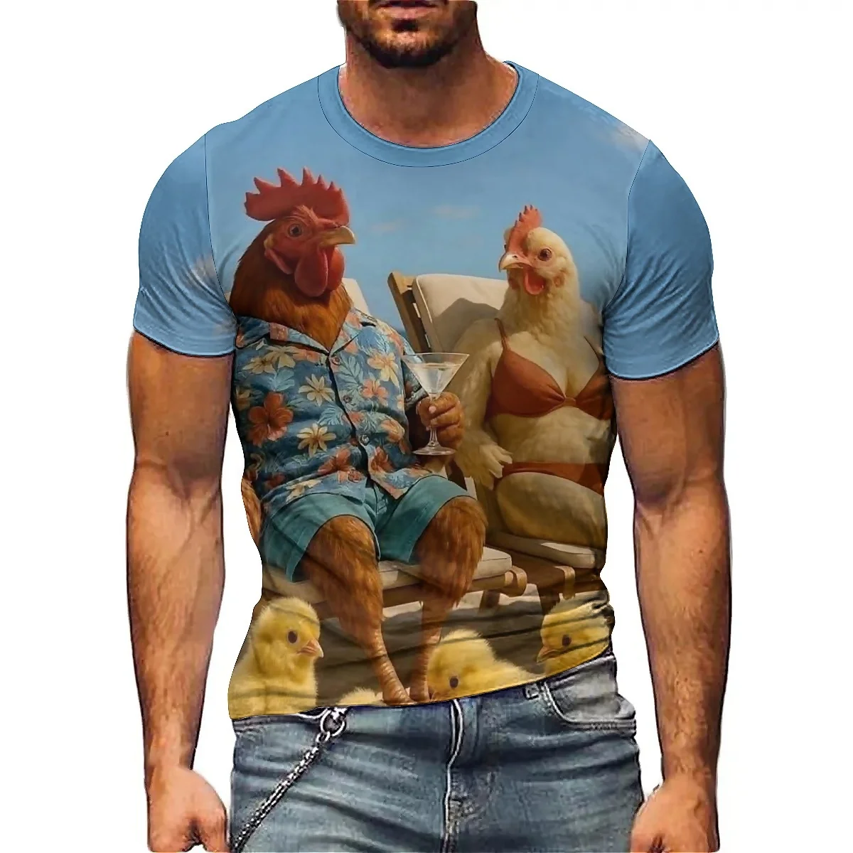 Designer's New Men's Business Casual 3D Printed Short-Sleeve T-Shirt - 3D Detail, Crew Neck