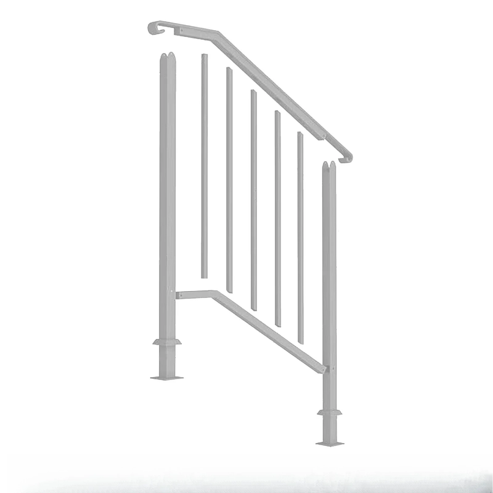 Outdoor iron handrails for 2 steps, transition mounting kit, aids