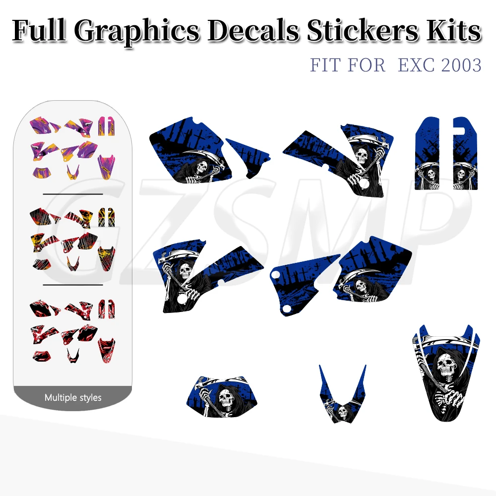 

Fit for 2003 KTM EXC 200 250 300 450 525 Graphics Backgrouds Set Deco Decal Stickers