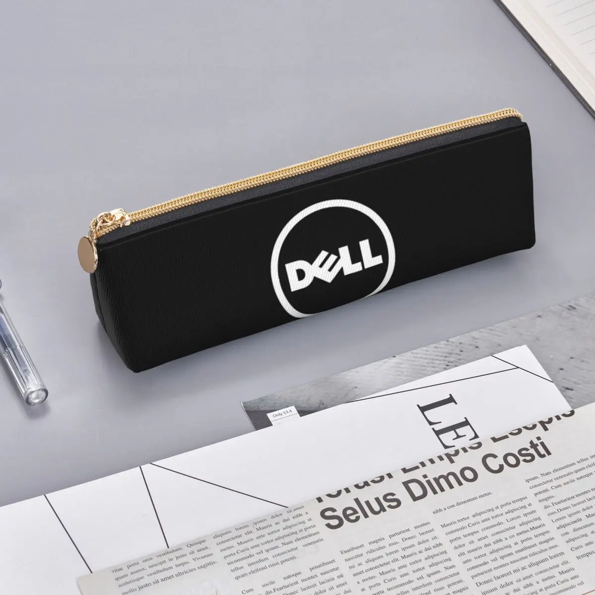 Best Seller Dell Computer Logo Merchandise Pencil Case for Studen School Pen Box Pencil Bag Stationery Supplies Pen Holder Bag