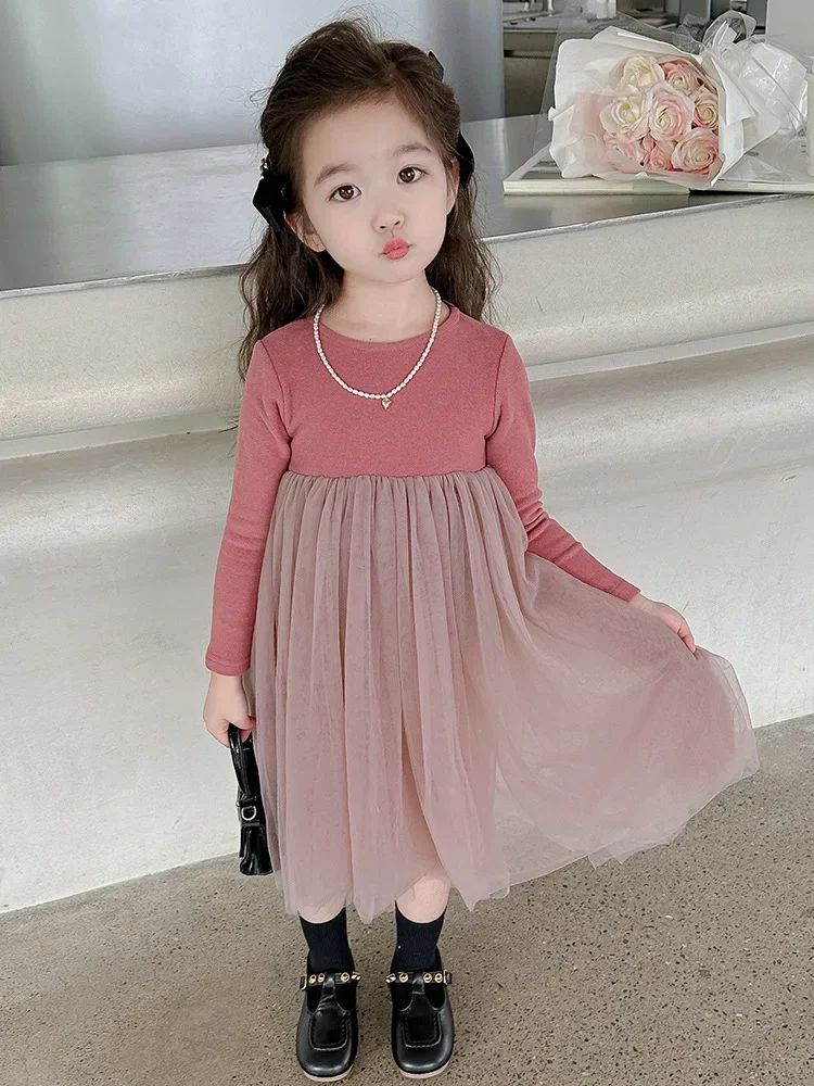 

Dresses for Girls 2024 Autumn 2023 Baby Fashion Lace Mesh Princess Birthday Dress Spring Autun Kids Children Vestidos Clothes