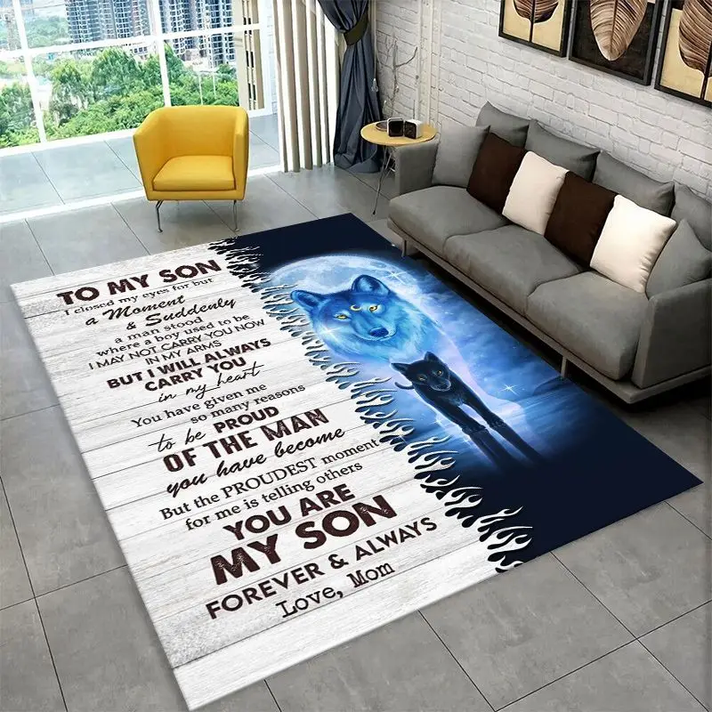 Gift Thanks To My Son Letter Present Large Area Rug Non-slip Carpet for Bedroom Living Room Sofa Doormat Home Decor Floor Mat