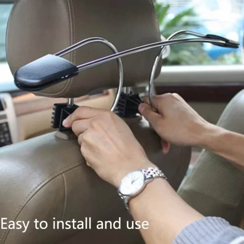 1pc Metal Universal Car Headrest Clothes Hanger | For Jackets, Suits & Shirts | Vehicle Coat Holder view 3