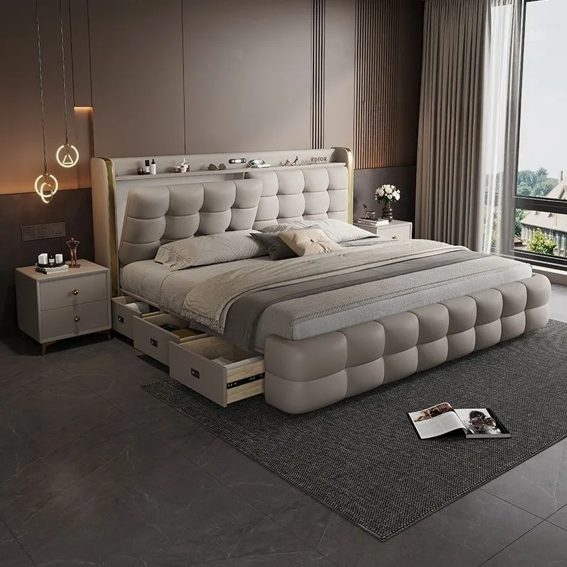 

Minimalist Storage Beds King Luxury Frame Upholstered Beds Twin Modern Muebles Para Dormitorio Home Furniture Accessories