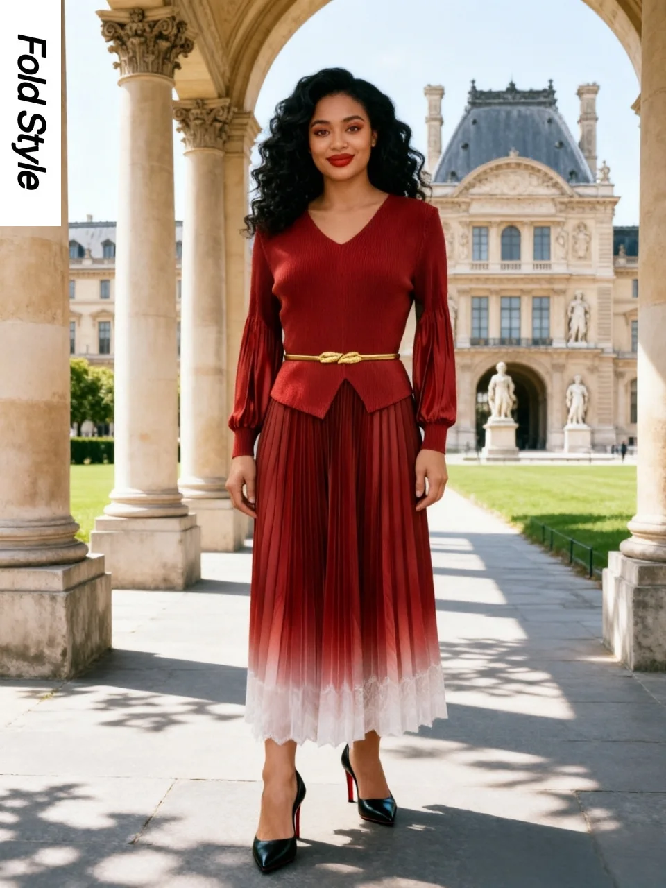 2026 Miyake Crumpled Loose Dress Fashion Gradual Change Color Temperament Elegant Women Pleated Dress