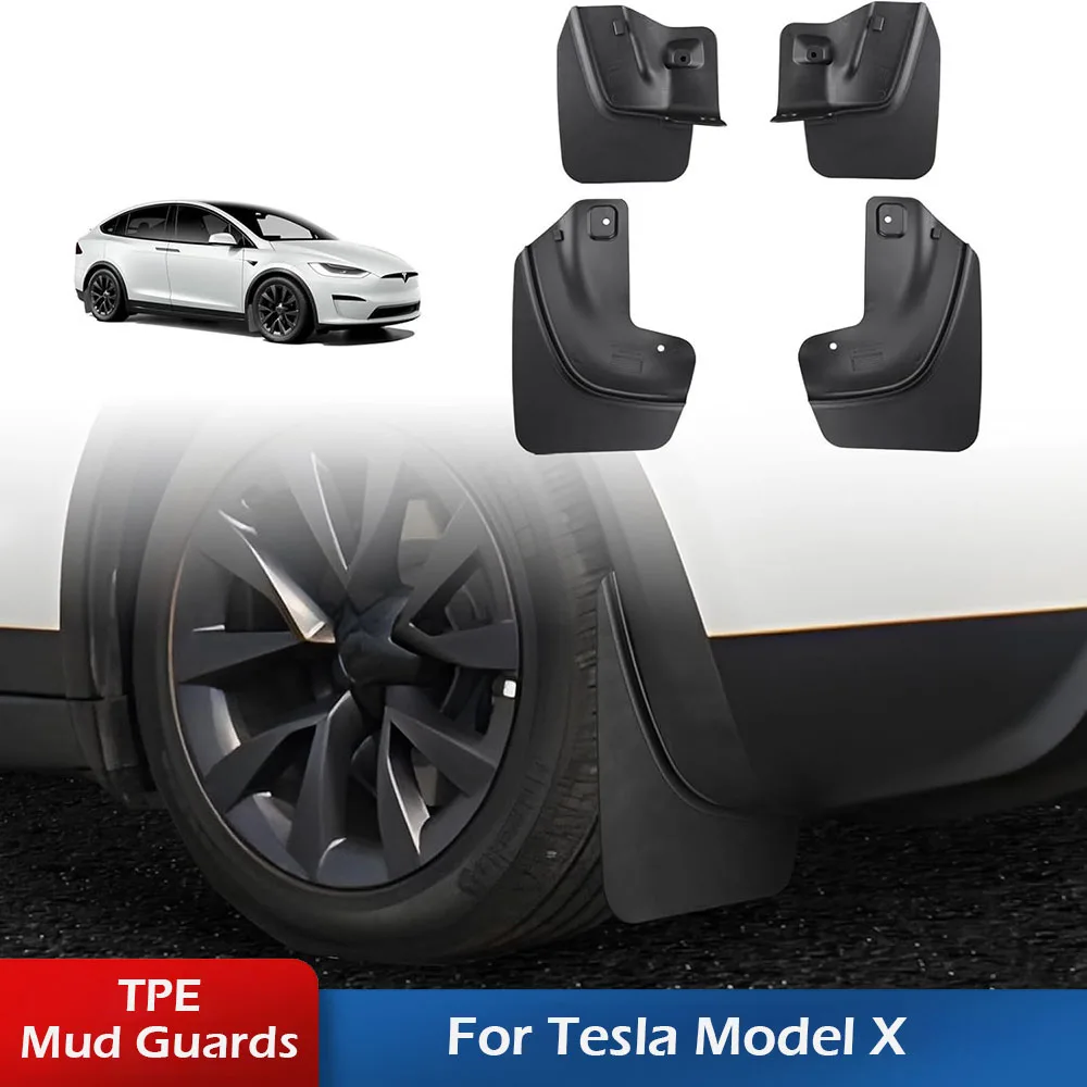 

Брызговики для Tesla Model X 2026 (новая версия) и Model X Plaid, защита от брызг, аксессуары из TPE для Model X 2022-2026