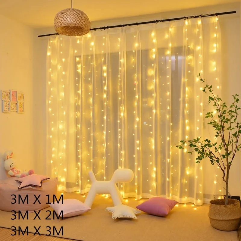 Garland Curtain for Room New Year's Wedding Christmas Lights Decorations Curtains For Home Festoon Led Light Decor Fairy Lights