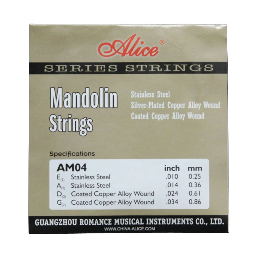 10 Sets Alice AM03/AM04/AM05/AM06/AM07/AM08 Options Mandolin Strings Silver-Plated/Coated Copper Alloy Wound EADG Wholesale