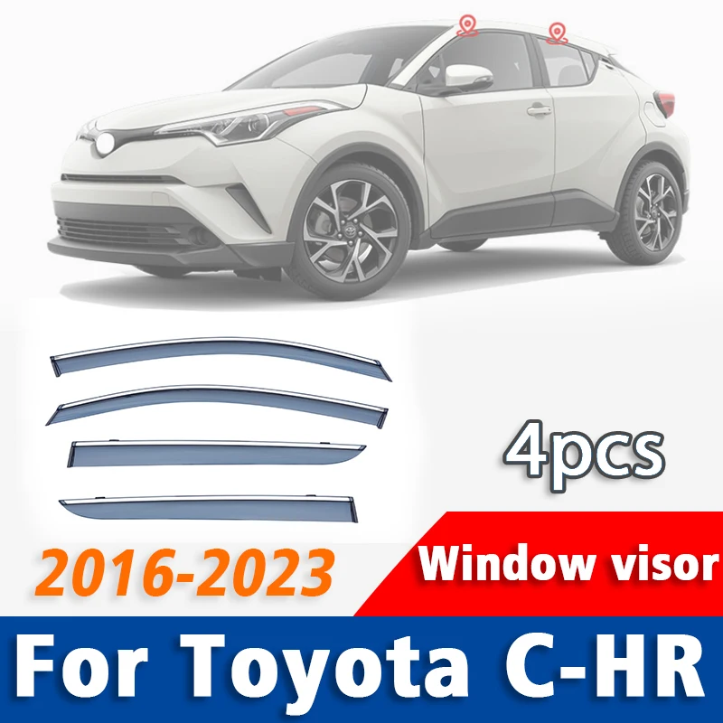 

Window Visor Guard for Toyota C-HR CHR 2016-2023 Vent Cover Trim Awnings Shelters Protection Sun Rain Deflector Auto Accessories