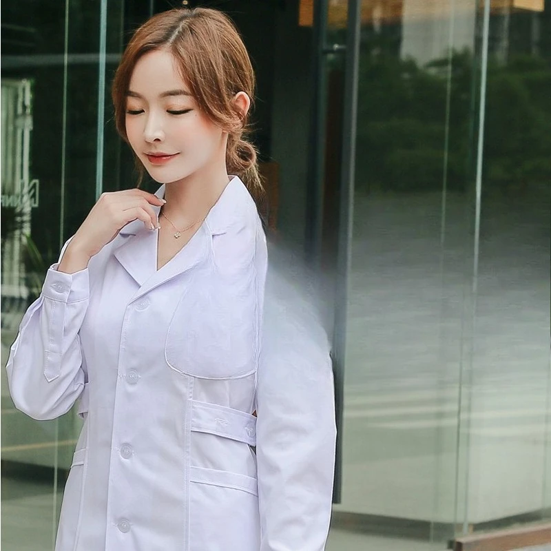 Uniforme de enfermeira rosa de manga longa feminino inverno engrossado manga curta verão fino farmácia hospital workwear jaleco