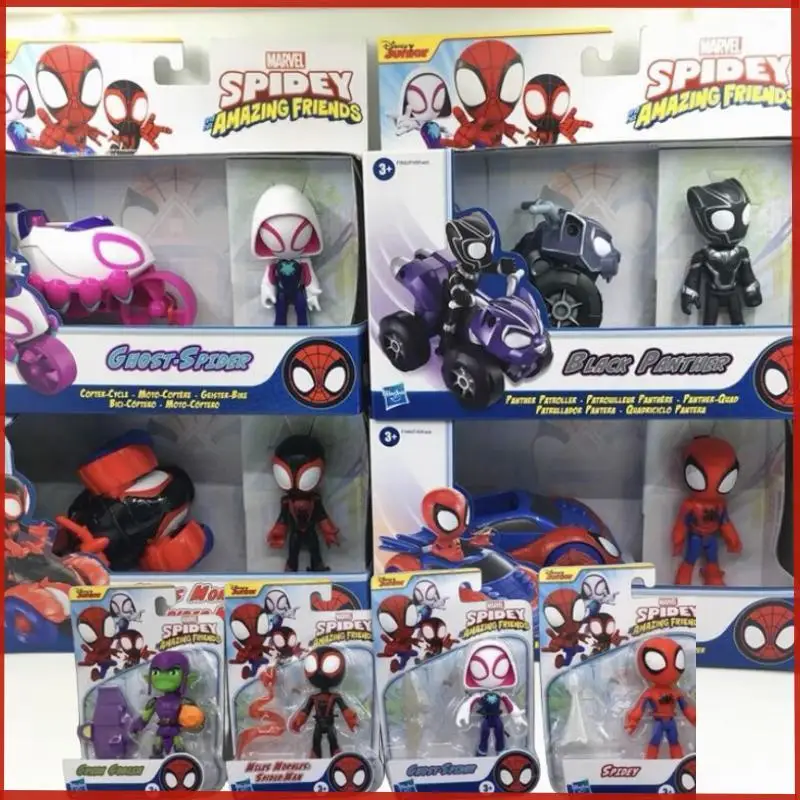 Marvel Spider Man figurka Spidey jego niesamowici przyjaciele Spiderman Miles Morales Iron Man samochód 4-calowy duch czarny Pather zabawki