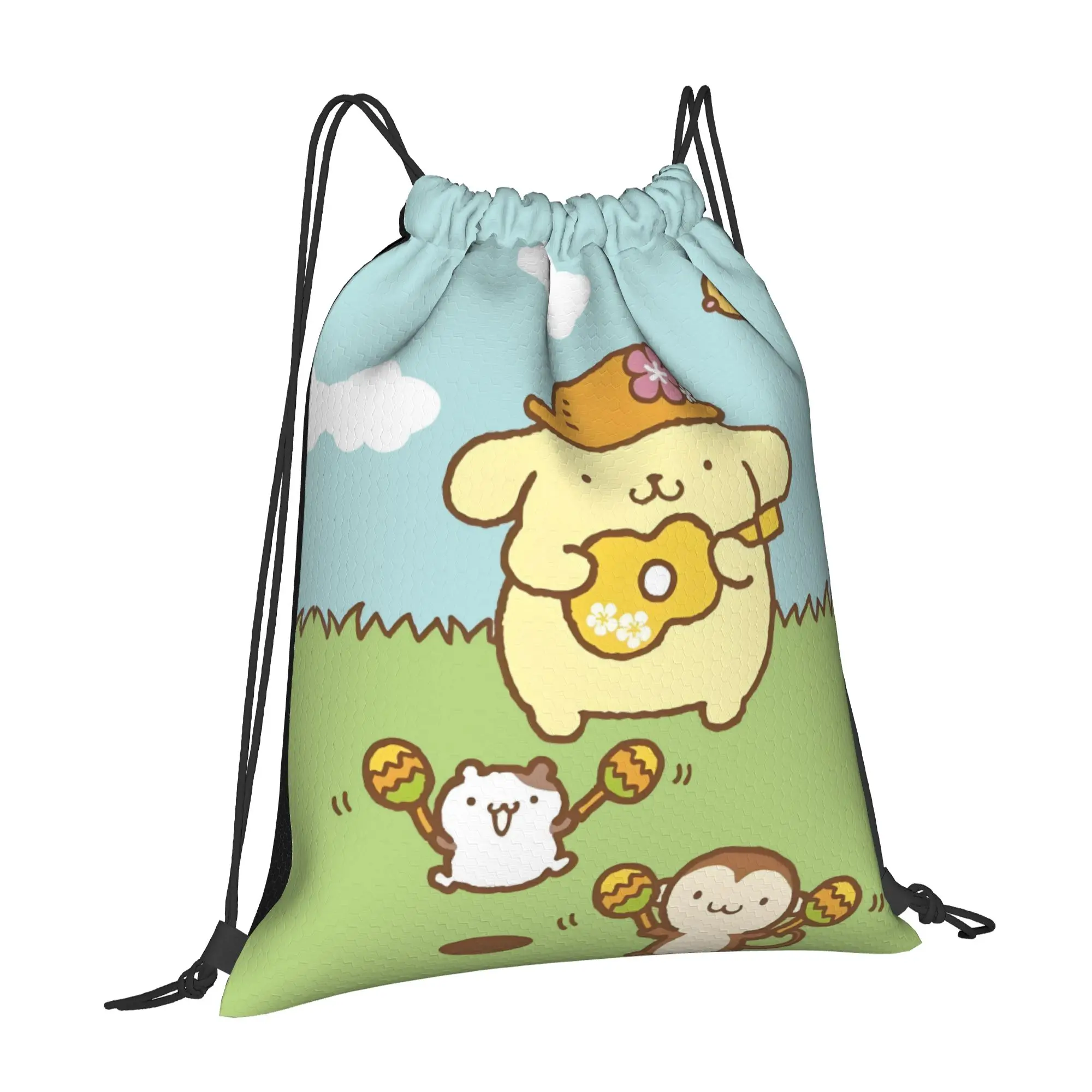 Custom P-Pompompurines Drawstring Backpack Bags Men Women Lightweight Cute Dog Gym Sports Sackpack Sacks for Yoga - view 2