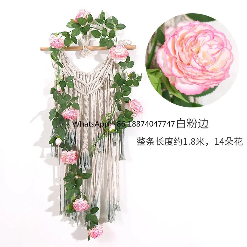 

Big Peony Hanging Rattan Artificial Flower Heads Garland Home Garden Decorative Window String Wedding Wreath Christmas Halloween