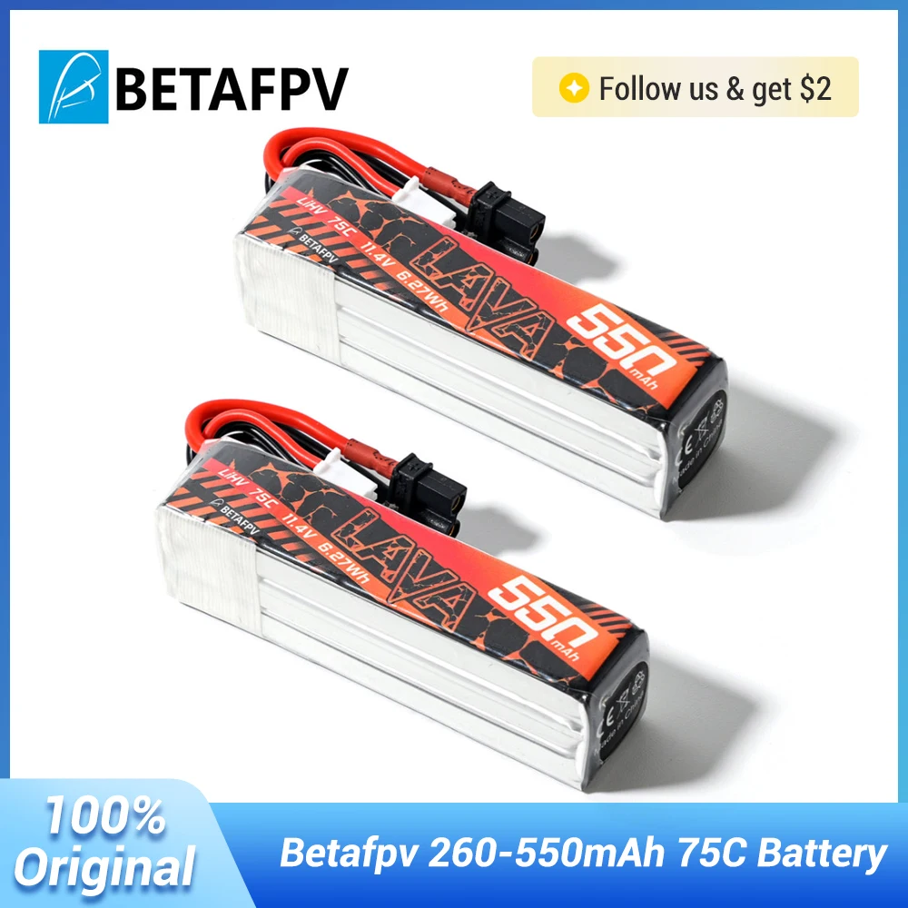 BETAFPV LAVA 3S 450mAh 550mAh 75C Battery XT30 Connector for FPV Racing Drone Airplanes