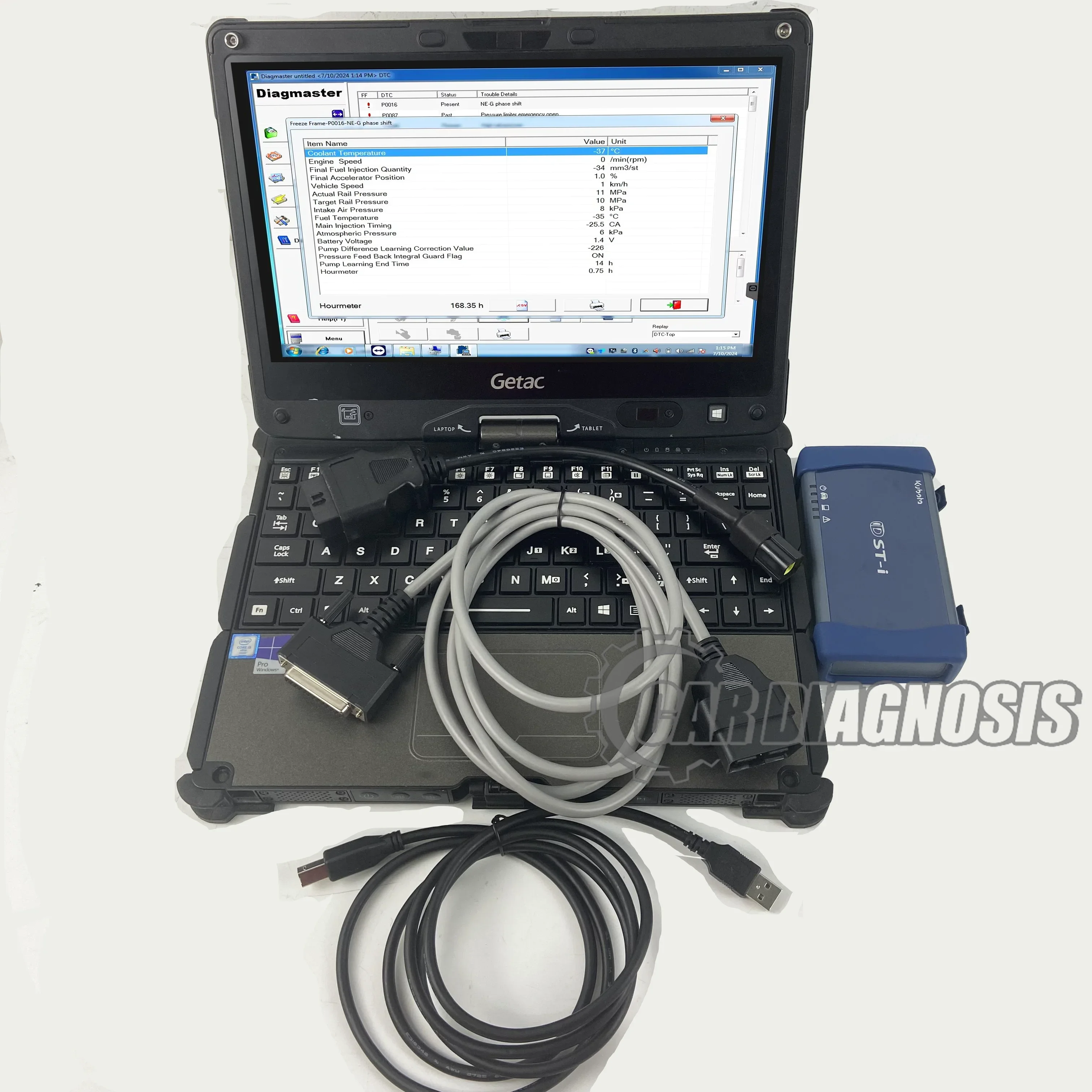 For KUBOTA dsti DST-i tractor DIAGNOSTIC TOOL for kubota diagmaster Python interface Takeuchi Diagnostic KIT+Getac v110 laptop