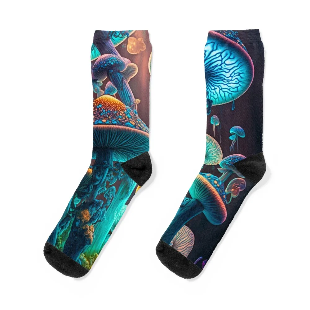 

Glowing Psychedelic Mushrooms Socks professional running kids custom cute Boy Socks Women's